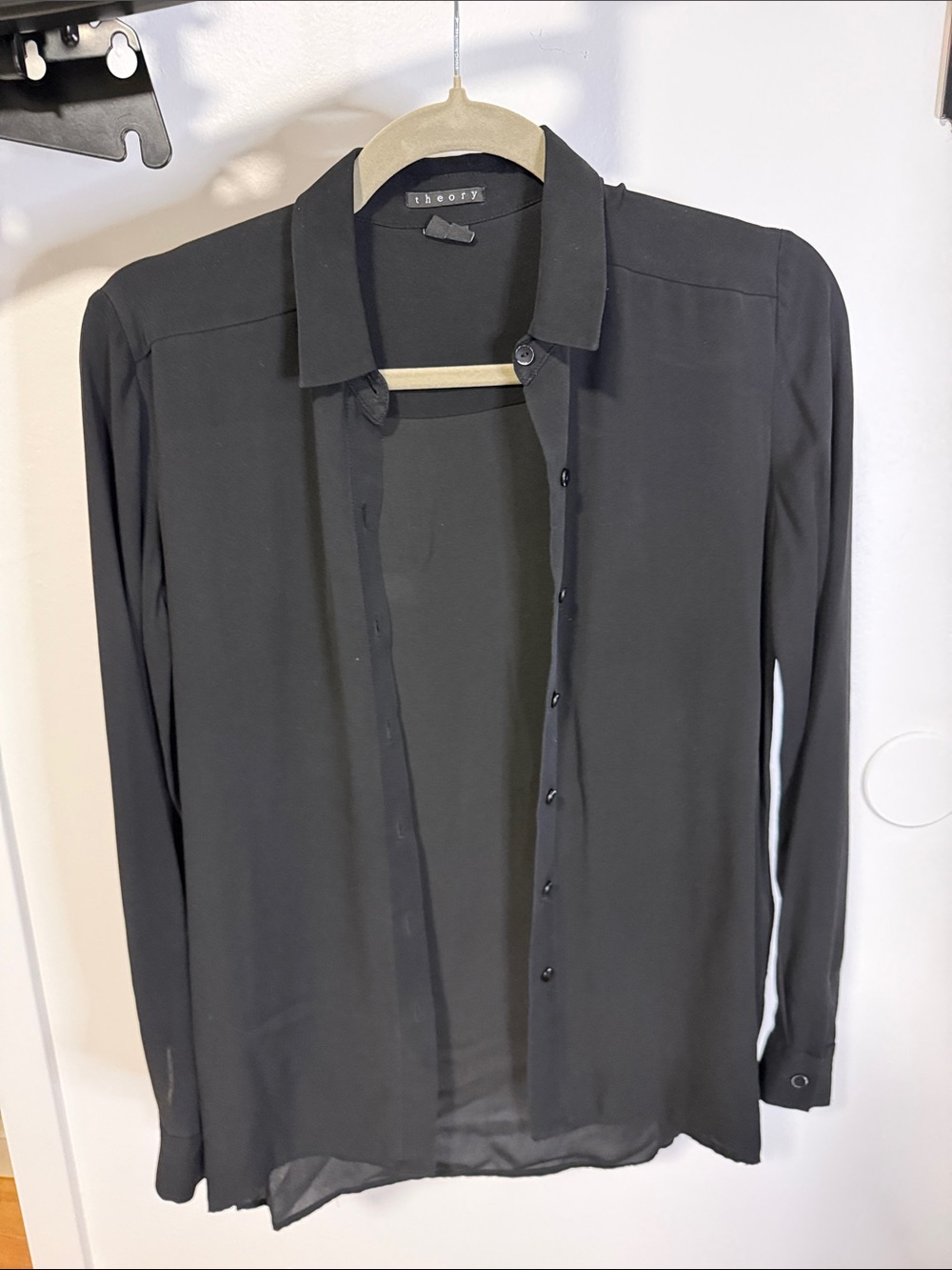 Theory Black Long-Sleeve Button-Down Women's Shirt
